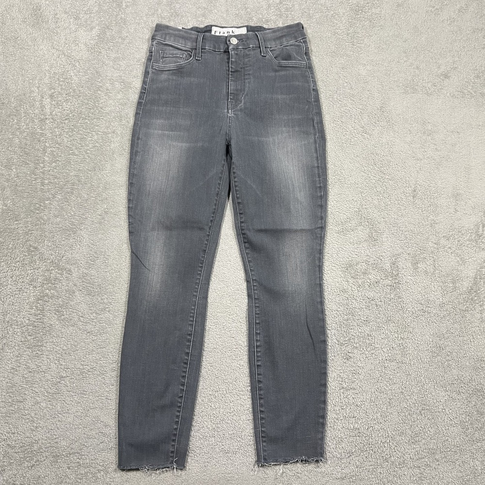 Frank And Eileen Sligo Skinny Jeans Womens 26 Gray Raw Hem Denim Stretch Ankle